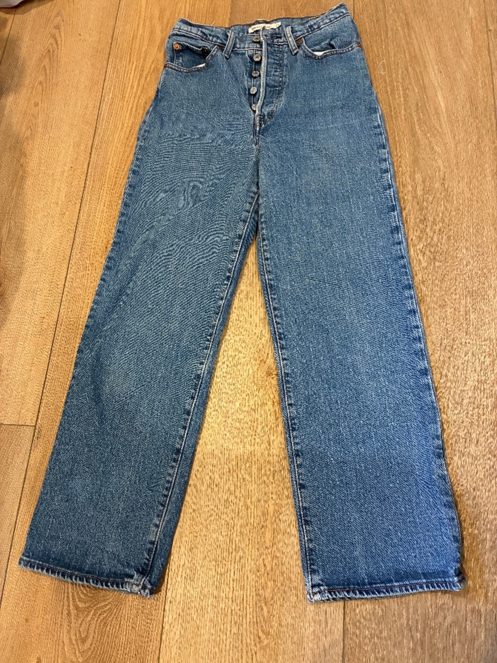 Levi’s button fly ribcage straight jeans